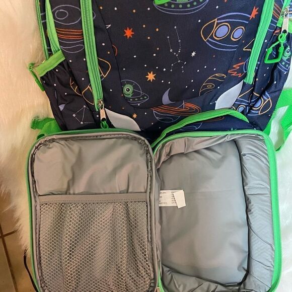 Planets Design Backpack with Lunch Kit Navy with Green NWT - Picture 9 of 11